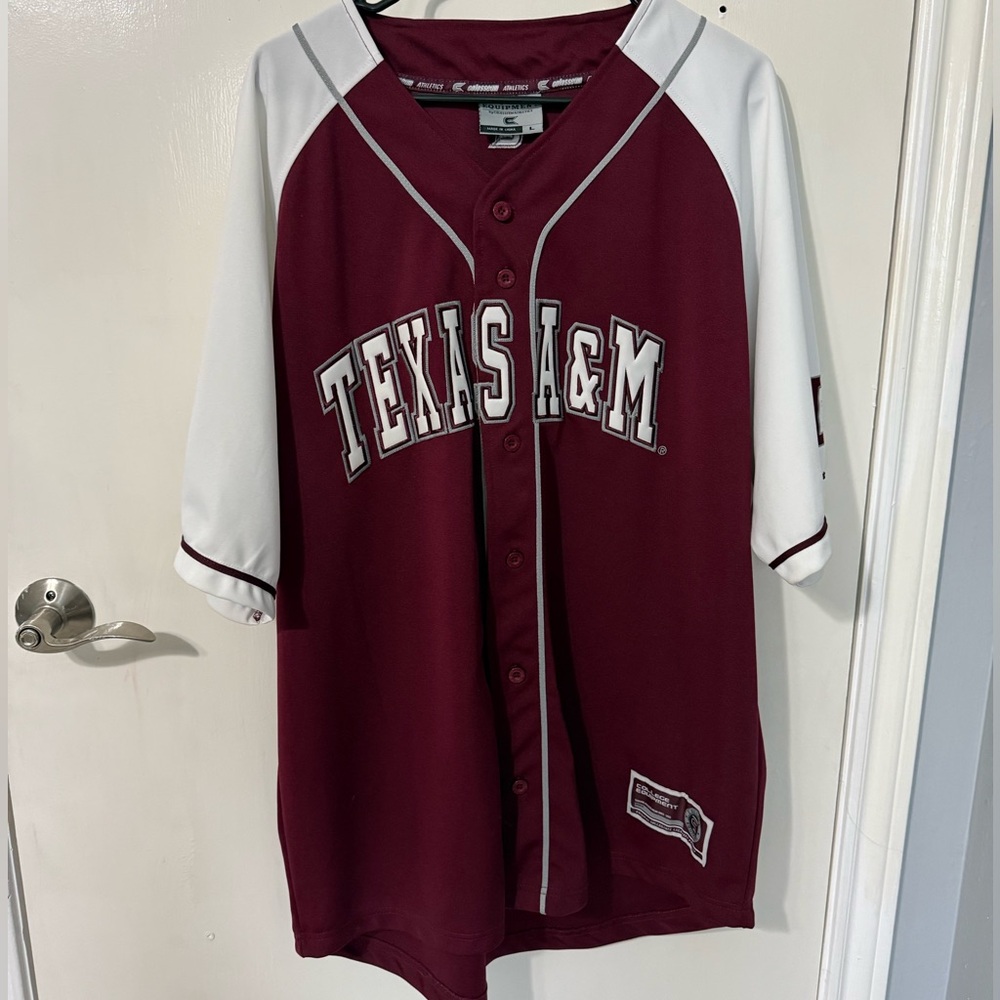 Texas A&M Men's Maroon and White Baseball Jersey